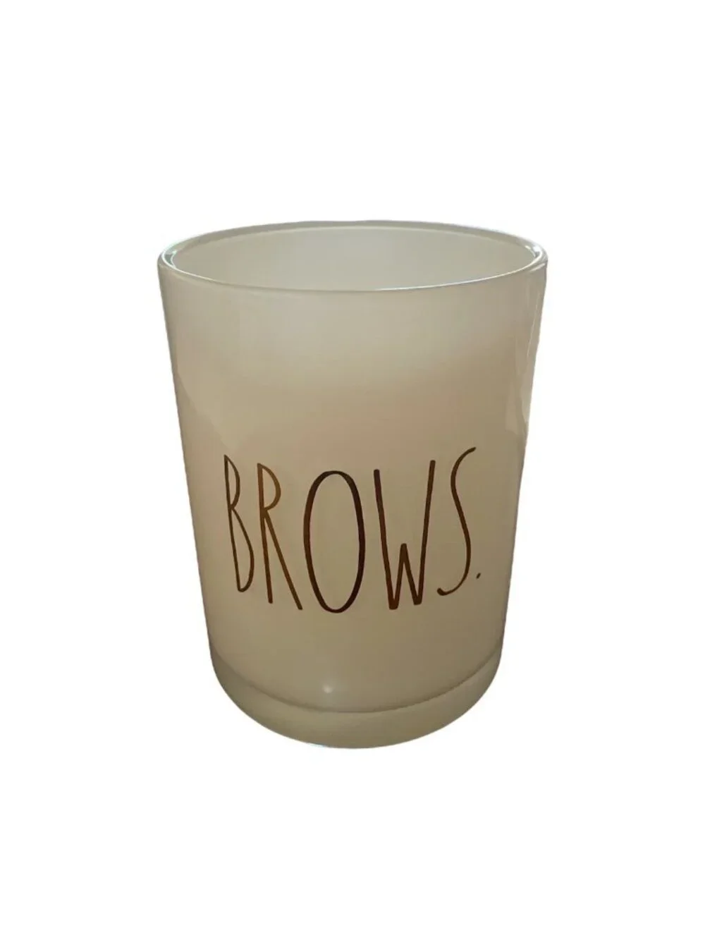 Rae Dunn Brows Makeup Brush Glass Cup Holder White Gold 5
